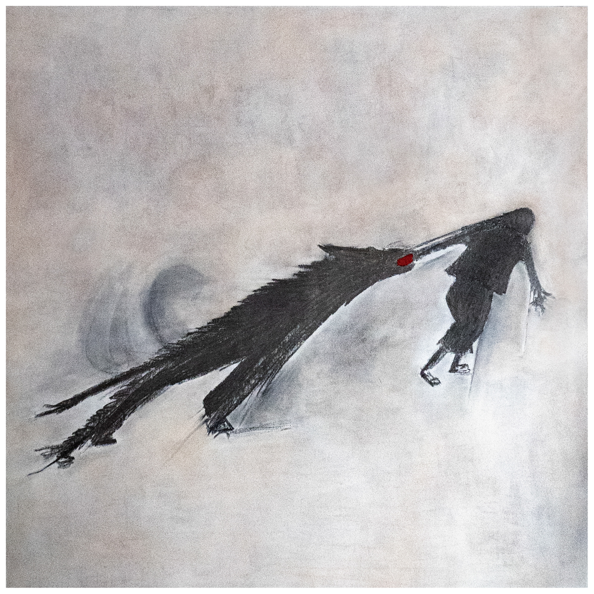 Child and dog fighting over the remains of a pomegranate